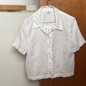 Wilfred 100% Organic White Linen Short Sleeve Button Up Gelato Shirt Small